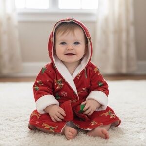 Red Reindeer Kids robe